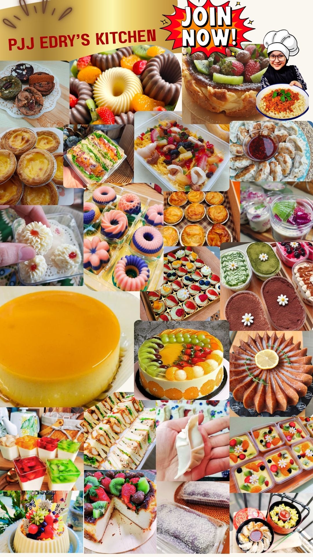 Koleksi menu Edry's Kitchen — puding, kek, dessert & kelas PJJ